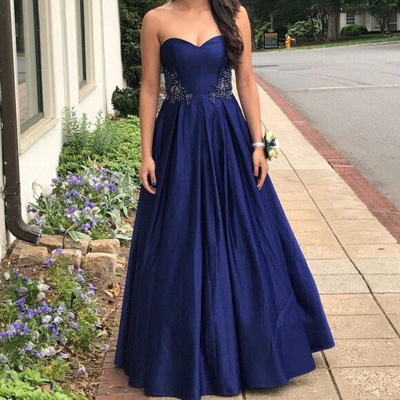 Navy Prom Dress - Picture 1 of 2